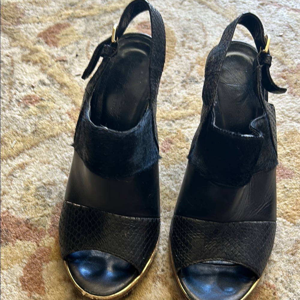 Women’s Black Open-Toe Slingback Heels